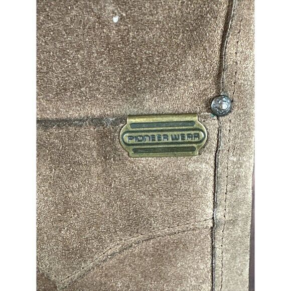PIONEER WEAR Vtg Western Sherpa Lined Leather Vest Tan Brown Men's 36 Med Hagrid - Picture 2 of 8